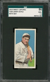 1909-11 T206 White Border Larry Doyle, With Bat – SGC 86 NM+ 7.5 "1 of 1!"